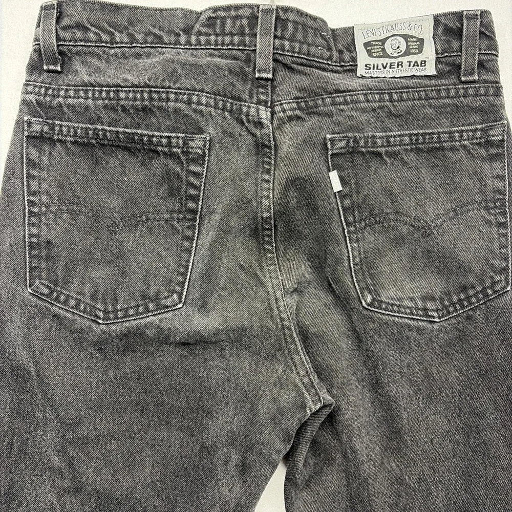 Vtg 1980s Levis Silver Tab 512 black Mens jeans 33x32 Faded USA Made Red Batwing
